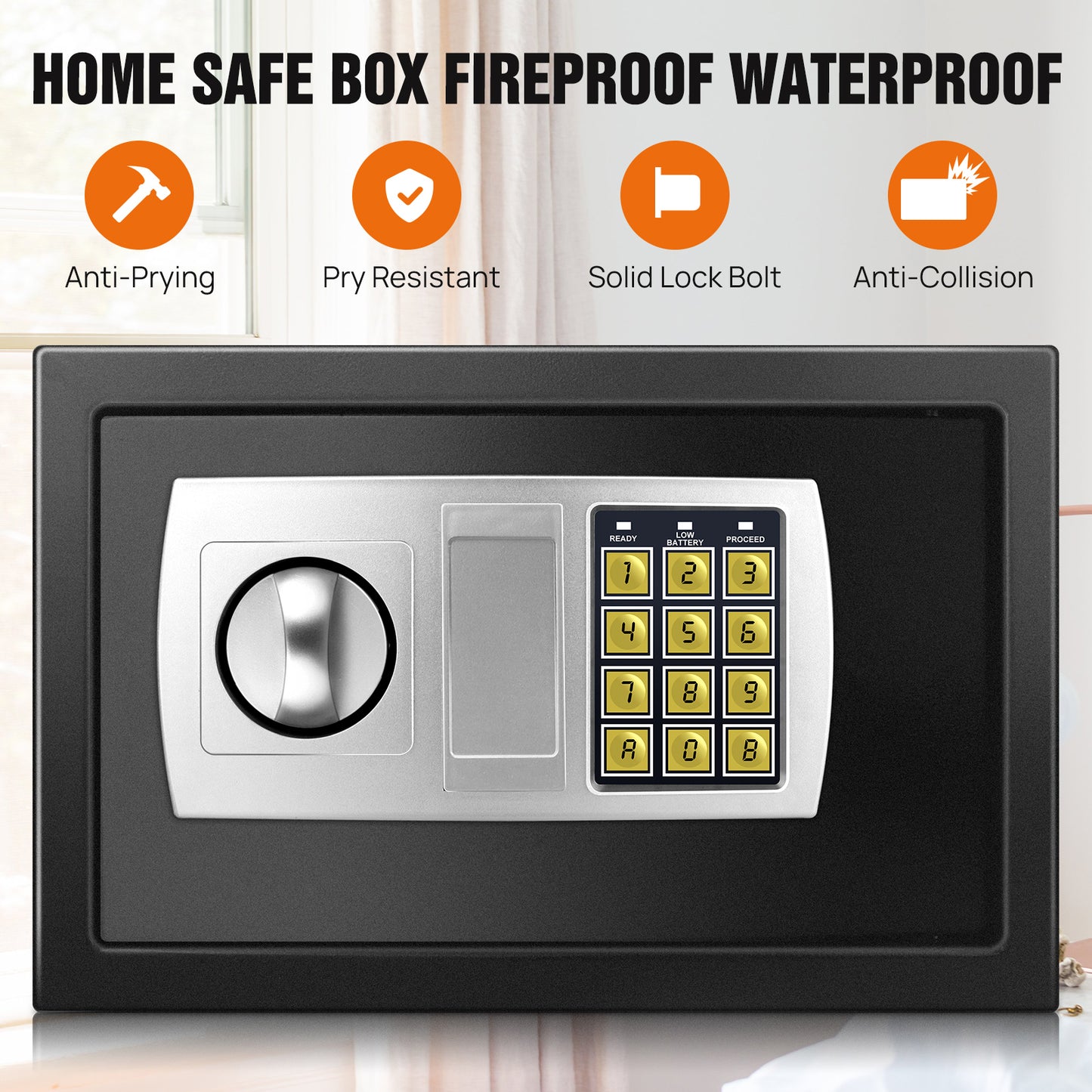 4.6L/8.5L/16L Security Safe Cash Box with Double Digital Keypad&Safety Key Lock Cabinet