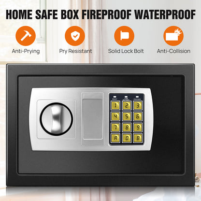 4.6L/8.5L/16L Security Safe Cash Box with Double Digital Keypad&Safety Key Lock Cabinet