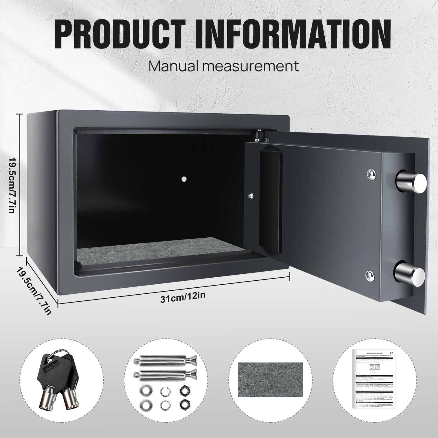 4.6L/8.5L/16L Security Safe Cash Box with Double Digital Keypad&Safety Key Lock Cabinet