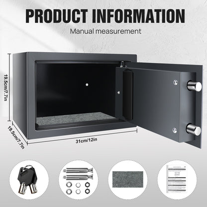 4.6L/8.5L/16L Security Safe Cash Box with Double Digital Keypad&Safety Key Lock Cabinet