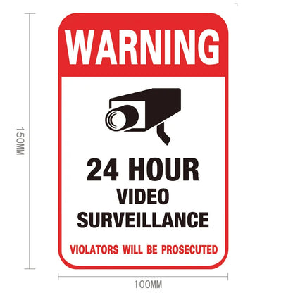 5 Pack 24 Hour Video Surveillance Sign / CCTV Warning Sticker