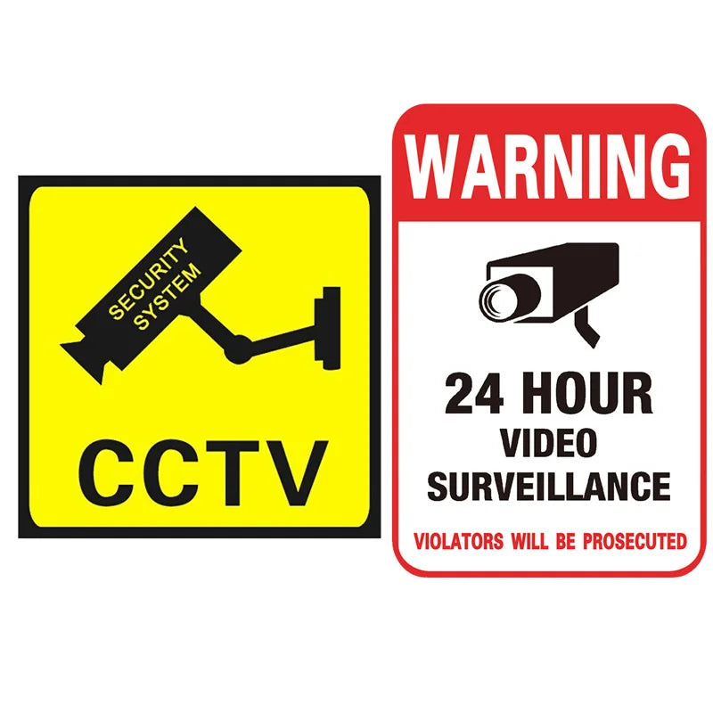 5 Pack 24 Hour Video Surveillance Sign / CCTV Warning Sticker