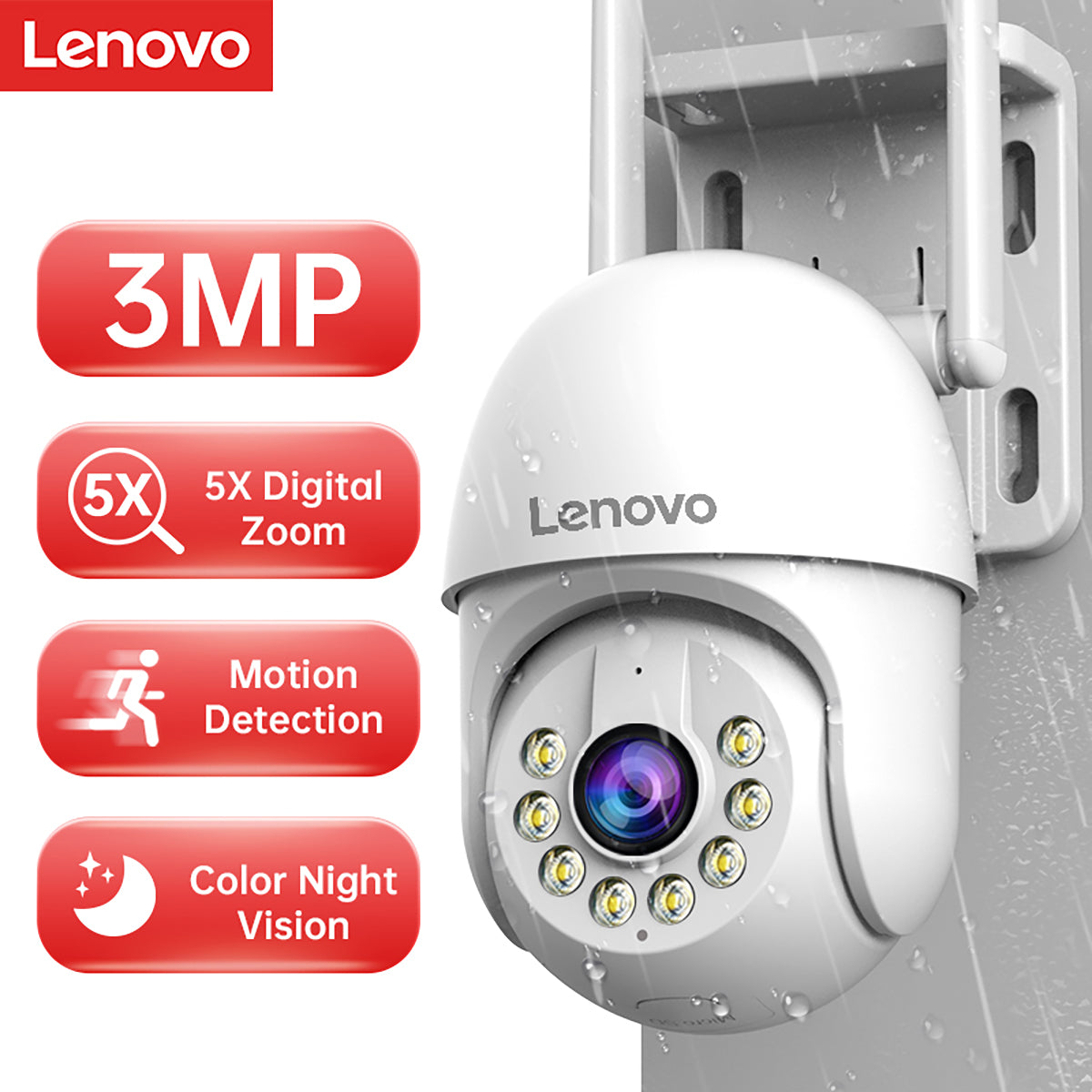 Lenovo Smart PTZ 5x Digital Zoom Auto Tracking ONVIF Wireless CCTV Camera