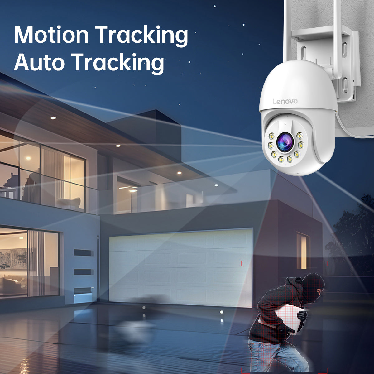 Lenovo Smart PTZ 5x Digital Zoom Auto Tracking ONVIF Wireless CCTV Camera