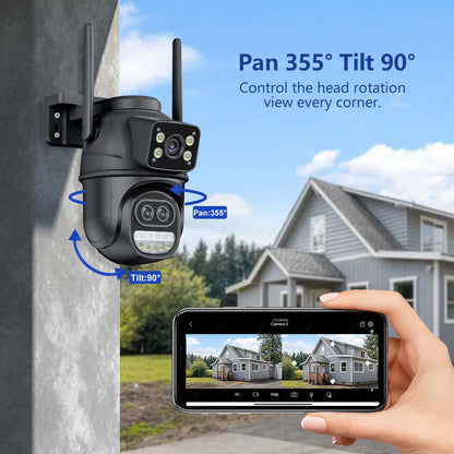 12MP 6K HD 8x Zoom Three Lens Outdoor Security Camera